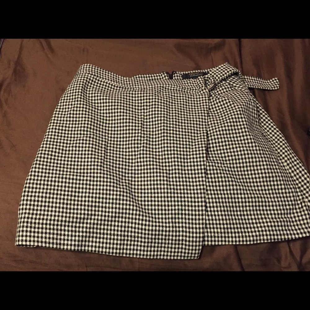 Plaid wrap mini skirt